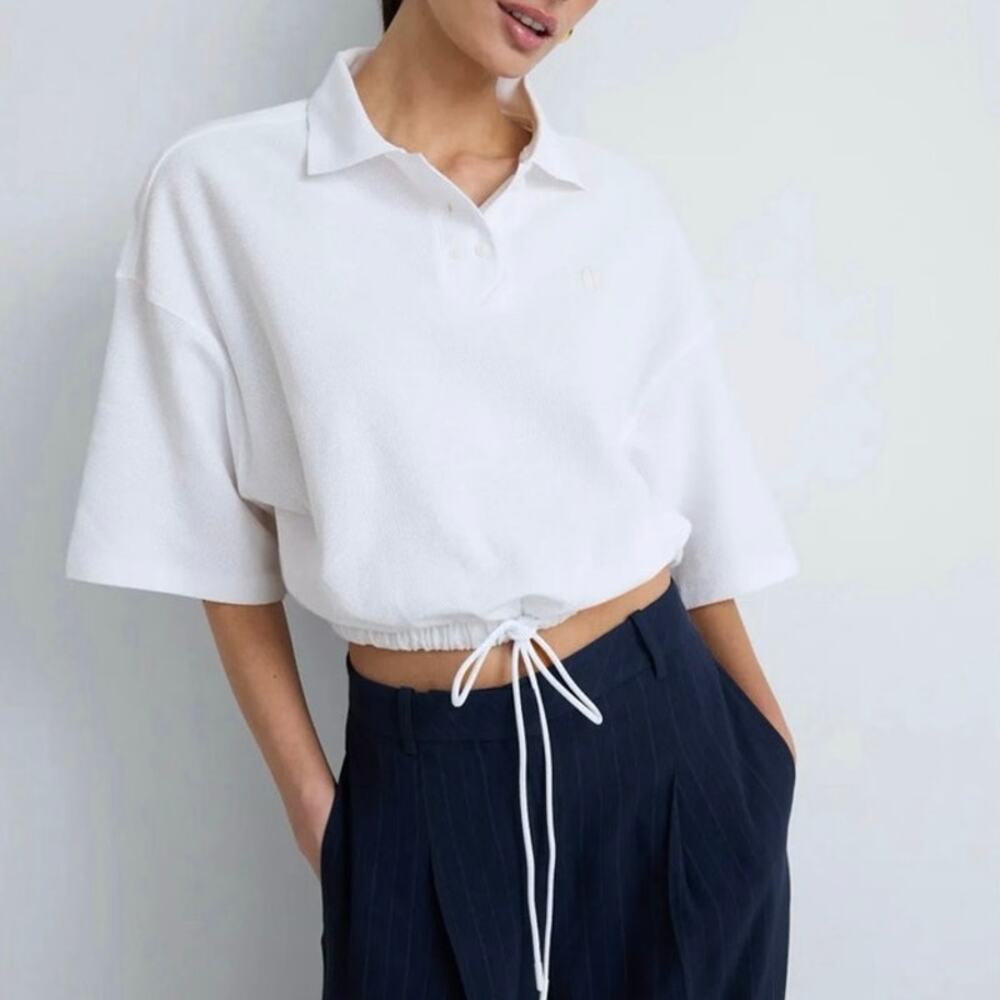 Claudie Pierlot Drawstring Polo white Top Medium